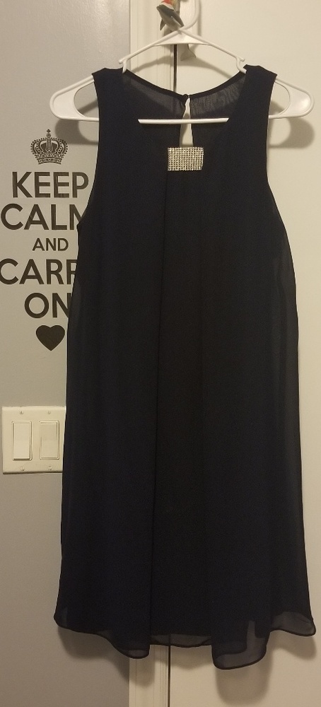 👗Navy Blue Cocktail Dress with Rhinestone details